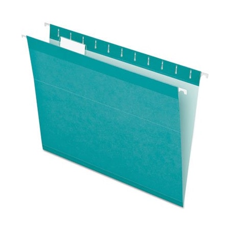 Tops Business Forms Pendaflex, COLORED REINFORCED HANGING FOLDERS, LETTER SIZE, 1/5-CUT TAB, AQUA, 25PK 415215AQU